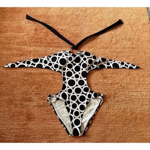 La Blanca Other - La Blanca by Rod Beattie Cutout Swimsuit S – Retro Circles One-Piece